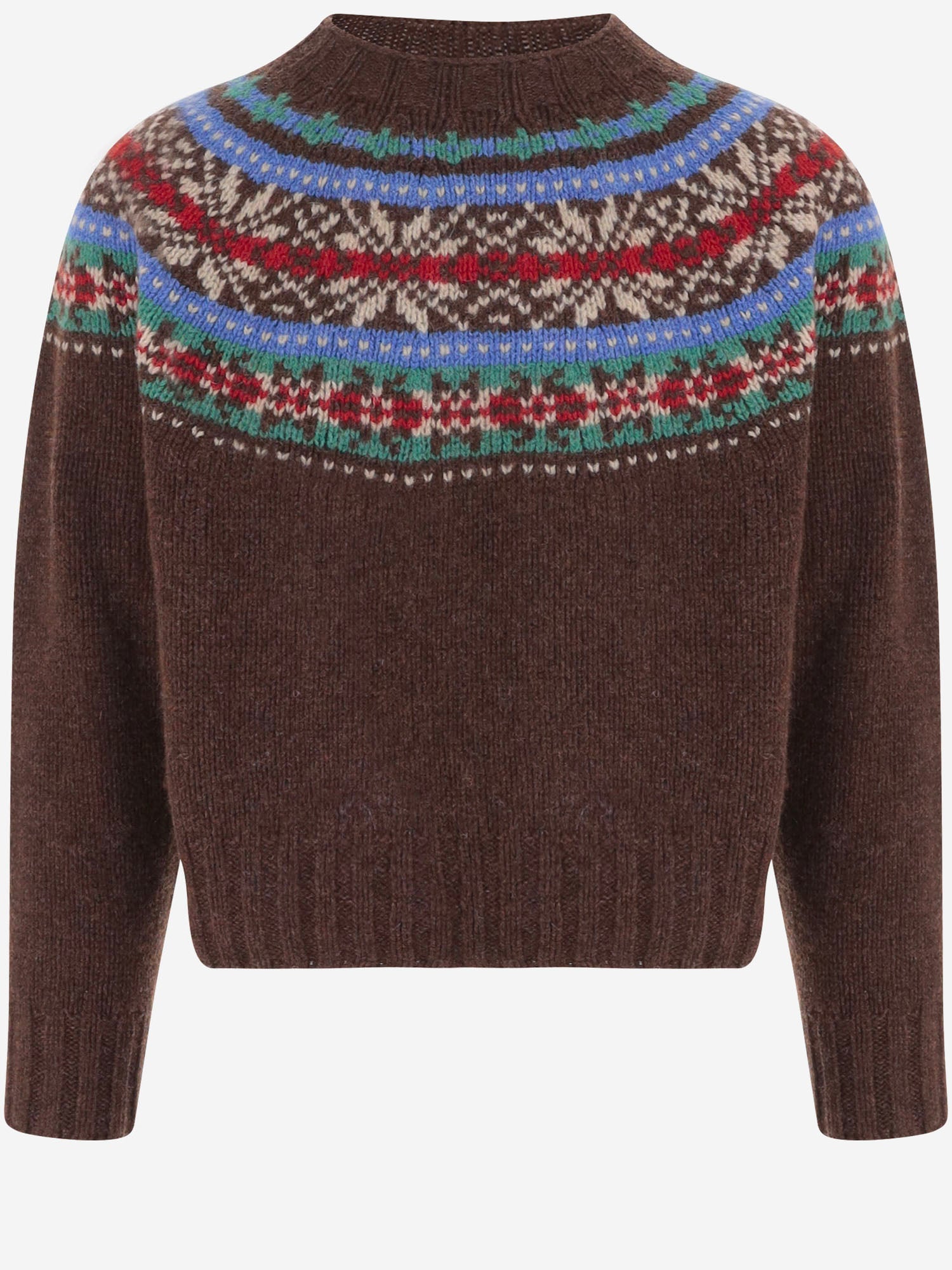 MAGLIA IN LANA CON MOTIVO JACQUARD LIVINGINTHELIGHT BROWNISH HOWLIN 