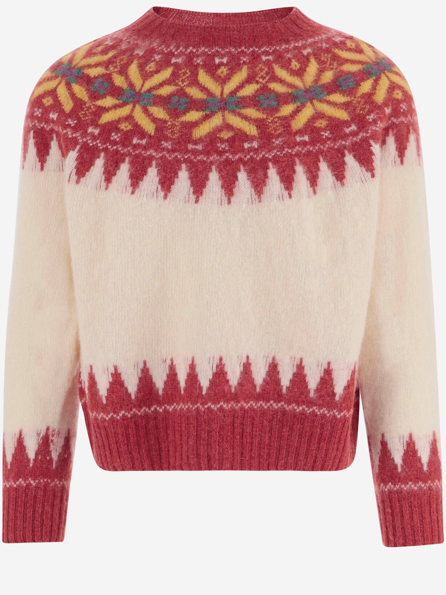 MAGLIA IN LANA CON MOTIVO JACQUARD LOVEONKNITTEDTRAIN VELVETKISS HOWLIN 