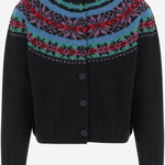 MAGLIA CARDIGAN IN LANA CON MOTIVO JACQUARD MAGICWAVES BLACK HOWLIN 