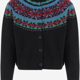 MAGLIA CARDIGAN IN LANA CON MOTIVO JACQUARD MAGICWAVES BLACK HOWLIN 