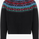 MAGLIA CARDIGAN IN LANA CON MOTIVO JACQUARD MAGICWAVES BLACK HOWLIN 