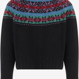 MAGLIA CARDIGAN IN LANA CON MOTIVO JACQUARD MAGICWAVES BLACK HOWLIN 