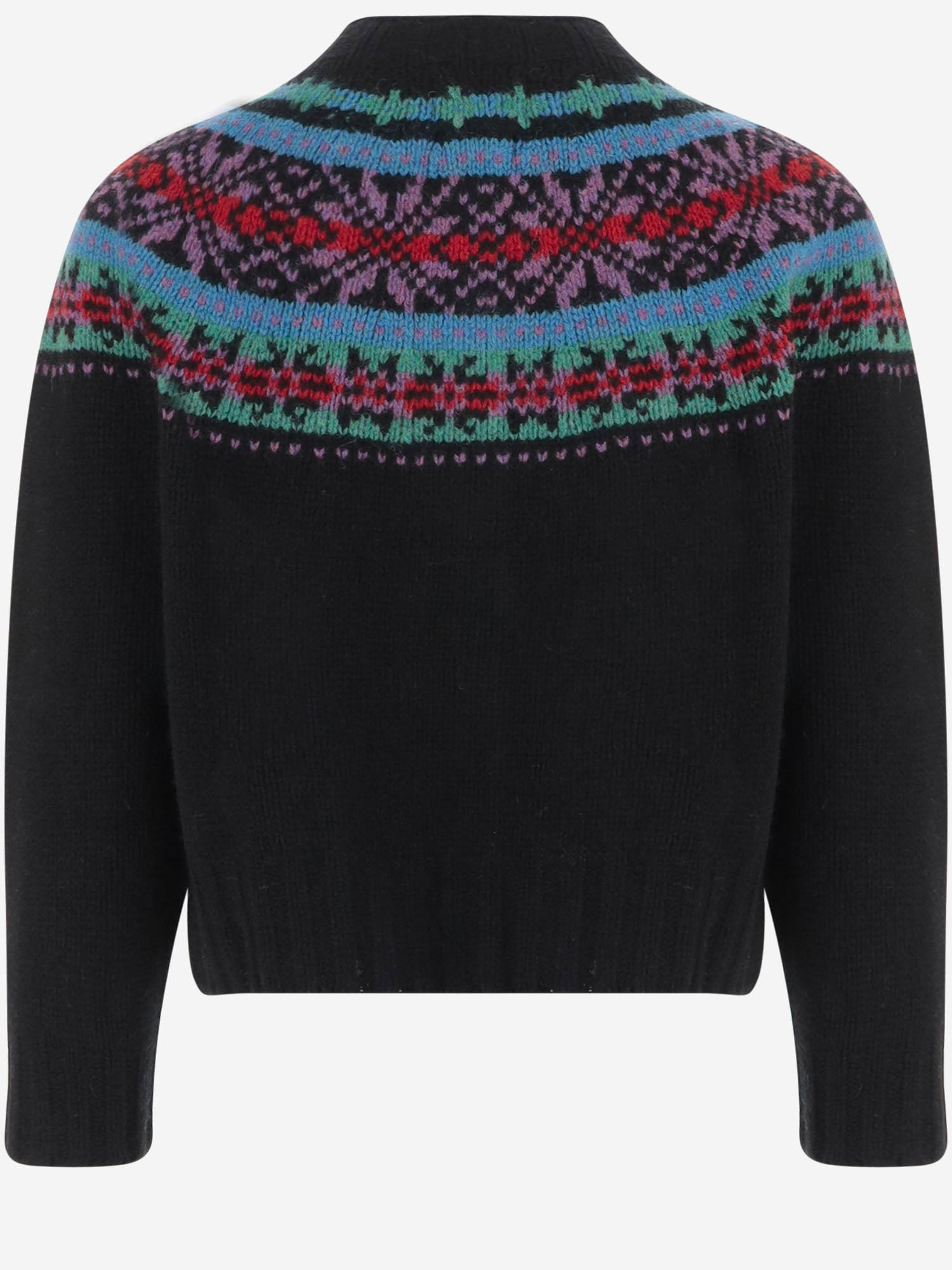 MAGLIA CARDIGAN IN LANA CON MOTIVO JACQUARD MAGICWAVES BLACK HOWLIN 