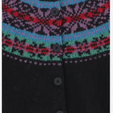 MAGLIA CARDIGAN IN LANA CON MOTIVO JACQUARD MAGICWAVES BLACK HOWLIN 