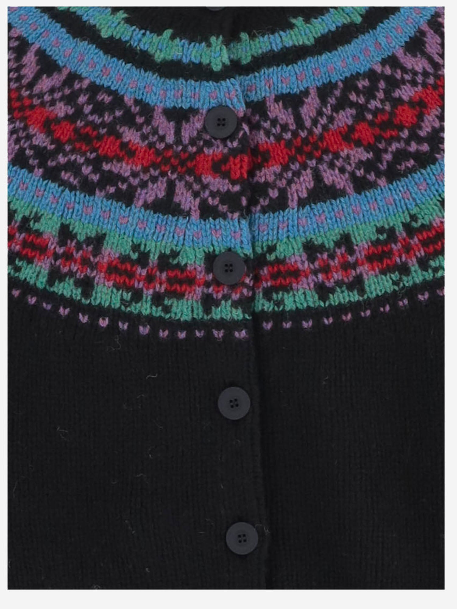 MAGLIA CARDIGAN IN LANA CON MOTIVO JACQUARD MAGICWAVES BLACK HOWLIN 