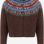 MAGLIA CARDIGAN IN LANA CON MOTIVO JACQUARD MAGICWAVES BROWNISH HOWLIN 