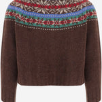 MAGLIA CARDIGAN IN LANA CON MOTIVO JACQUARD MAGICWAVES BROWNISH HOWLIN 