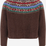 MAGLIA CARDIGAN IN LANA CON MOTIVO JACQUARD MAGICWAVES BROWNISH HOWLIN 