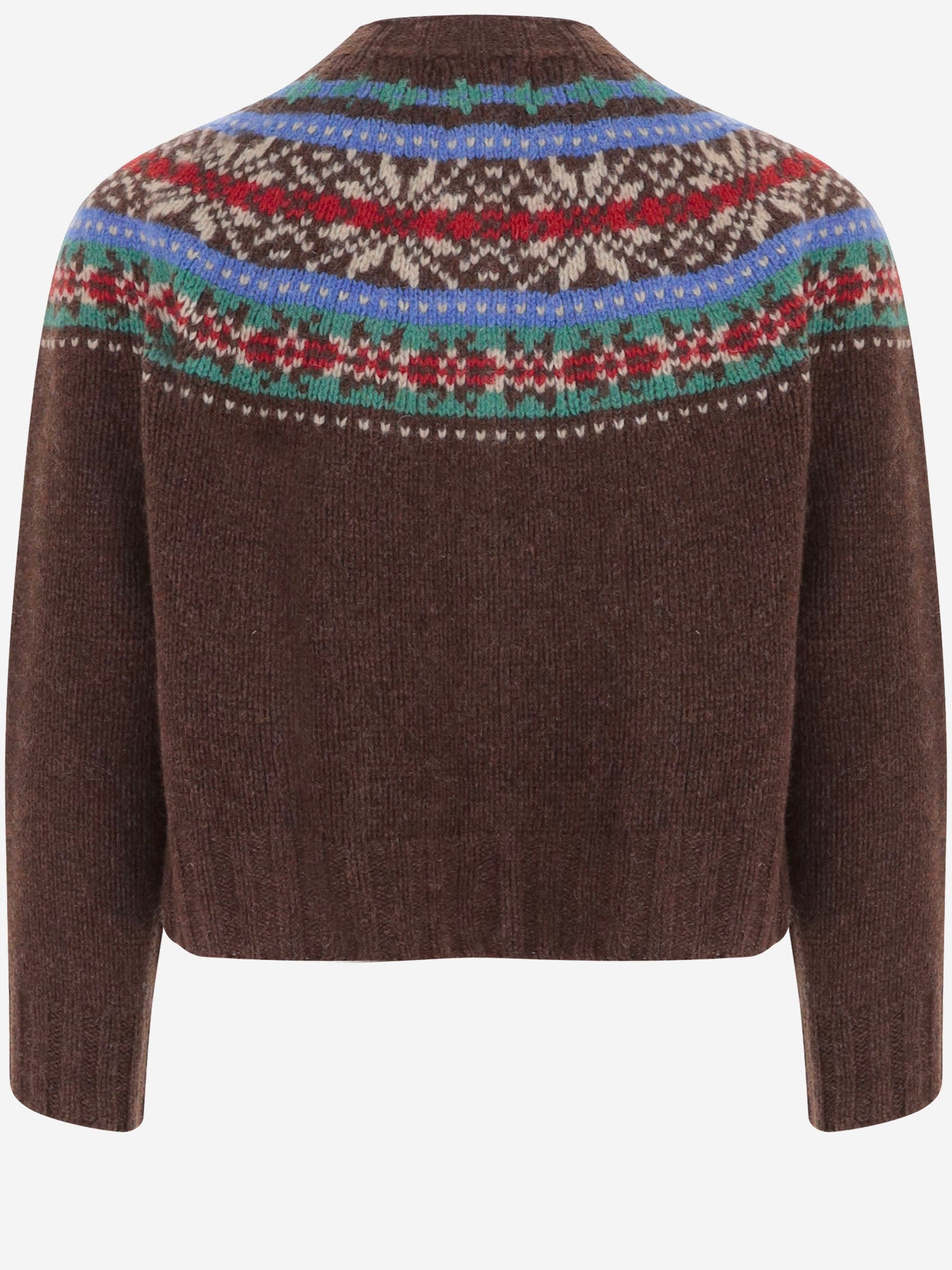 MAGLIA CARDIGAN IN LANA CON MOTIVO JACQUARD MAGICWAVES BROWNISH HOWLIN 