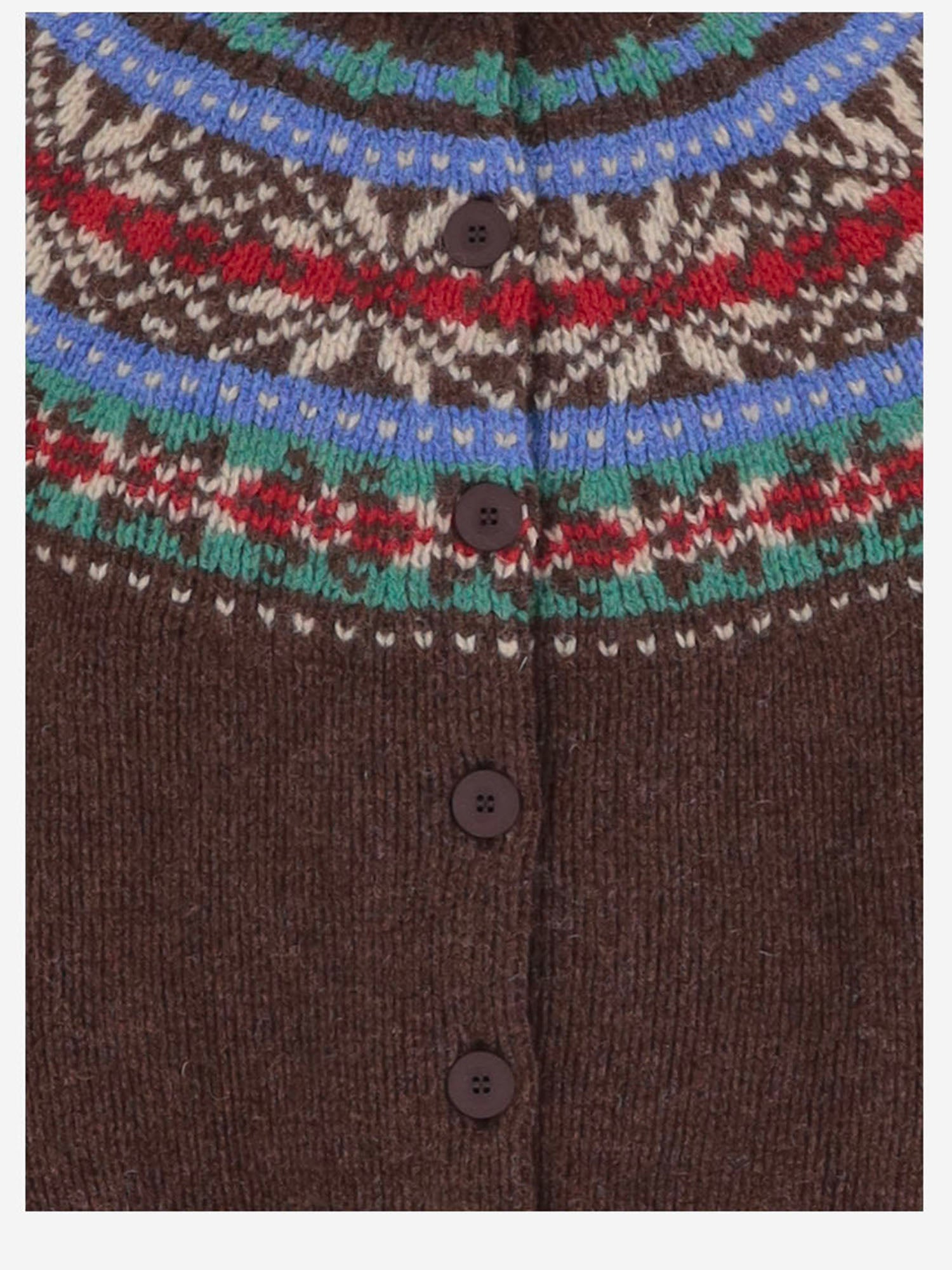 MAGLIA CARDIGAN IN LANA CON MOTIVO JACQUARD MAGICWAVES BROWNISH HOWLIN 