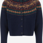 MAGLIA CARDIGAN IN LANA CON MOTIVO JACQUARD MAGICWAVES NAVY HOWLIN 