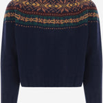 MAGLIA CARDIGAN IN LANA CON MOTIVO JACQUARD MAGICWAVES NAVY HOWLIN 