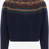 MAGLIA CARDIGAN IN LANA CON MOTIVO JACQUARD MAGICWAVES NAVY HOWLIN 