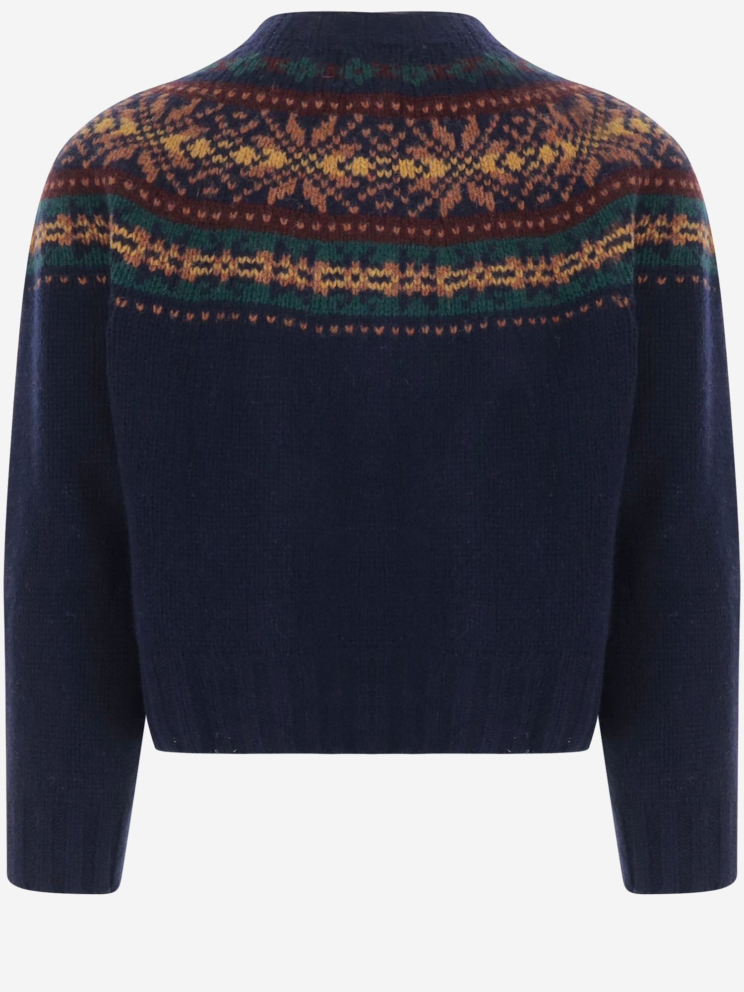 MAGLIA CARDIGAN IN LANA CON MOTIVO JACQUARD MAGICWAVES NAVY HOWLIN 