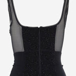 TOP IN MISTO LYCRA CON RICAMO E PANNELLI IN RETE JULIA NERO IANIRA MEDA 