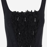 TOP IN MISTO LYCRA CON APPLICAZIONI ODILE NERO IANIRA MEDA 