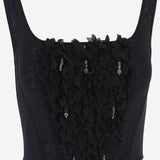 TOP IN MISTO LYCRA CON APPLICAZIONI ODILE NERO IANIRA MEDA 