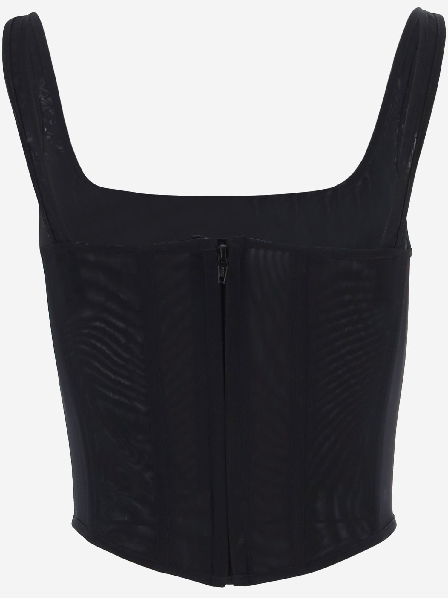 TOP IN MISTO LYCRA CON APPLICAZIONI ODILE NERO IANIRA MEDA 