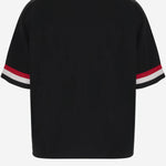 T-SHIRT IN NYLON CON LOGO E BORDI A RIGHE ICSS26286 BLACK ICECREAM 