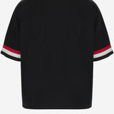T-SHIRT IN NYLON CON LOGO E BORDI A RIGHE ICSS26286 BLACK ICECREAM 