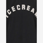 T-SHIRT IN NYLON CON LOGO E BORDI A RIGHE ICSS26286 BLACK ICECREAM 