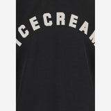 T-SHIRT IN NYLON CON LOGO E BORDI A RIGHE ICSS26286 BLACK ICECREAM 
