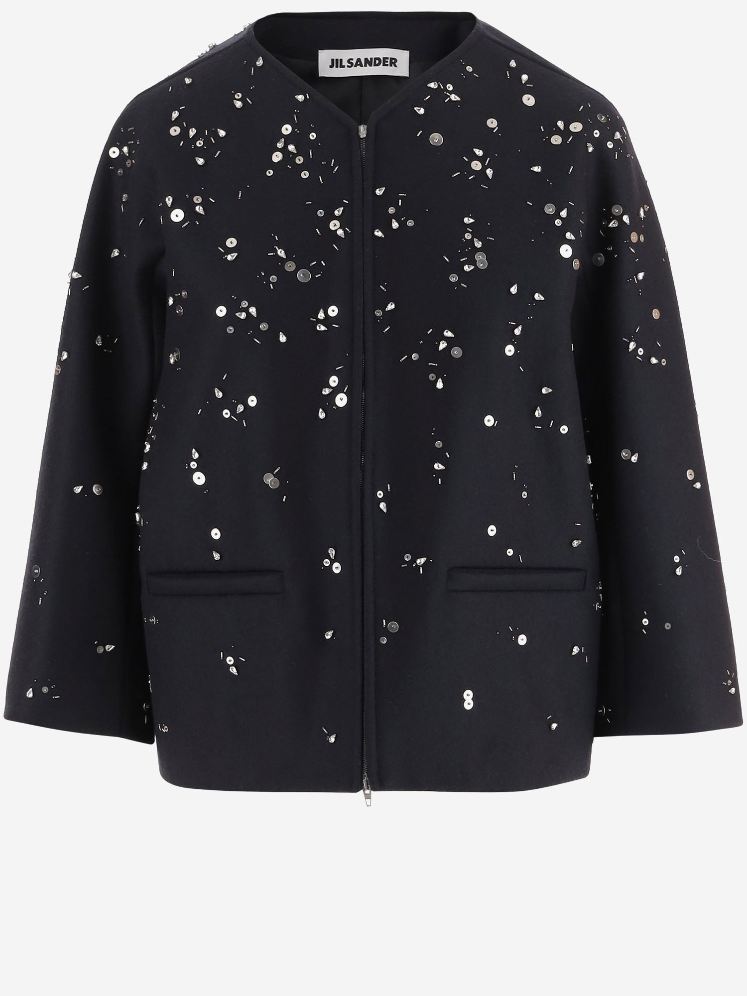 GIUBBOTTO IN LANA VERGINE CON APPLICAZIONI METALLICHE J02BN0278 J40382402 JIL SANDER 