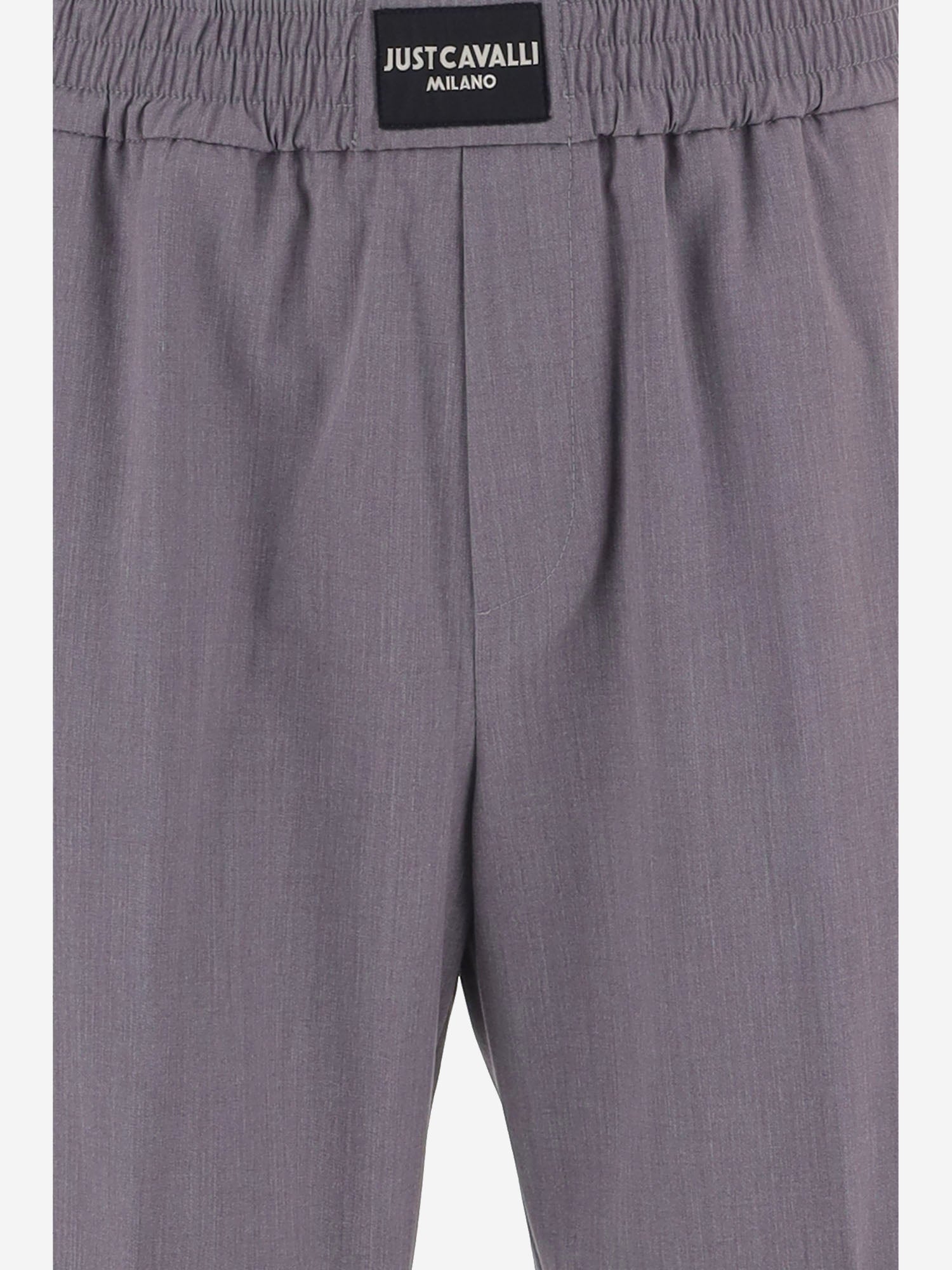 PANTALONI IN MISTO VISCOSA STRETCH CON LOGO 81OAA127 N0589827 JUST CAVALLI 