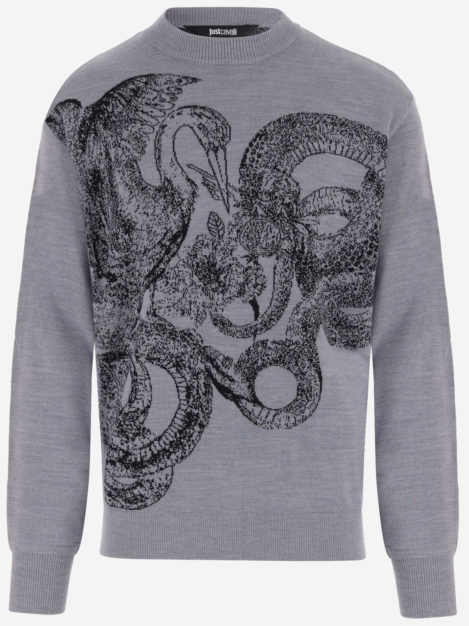MAGLIONE IN MISTO LANA CON STAMPA 81OAFM09 CMN78827 JUST CAVALLI 