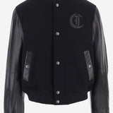 GIUBBOTTO VARSITY IN LANA CON MANICHE IN PELLE 81OAVP11 CP009899 JUST CAVALLI 