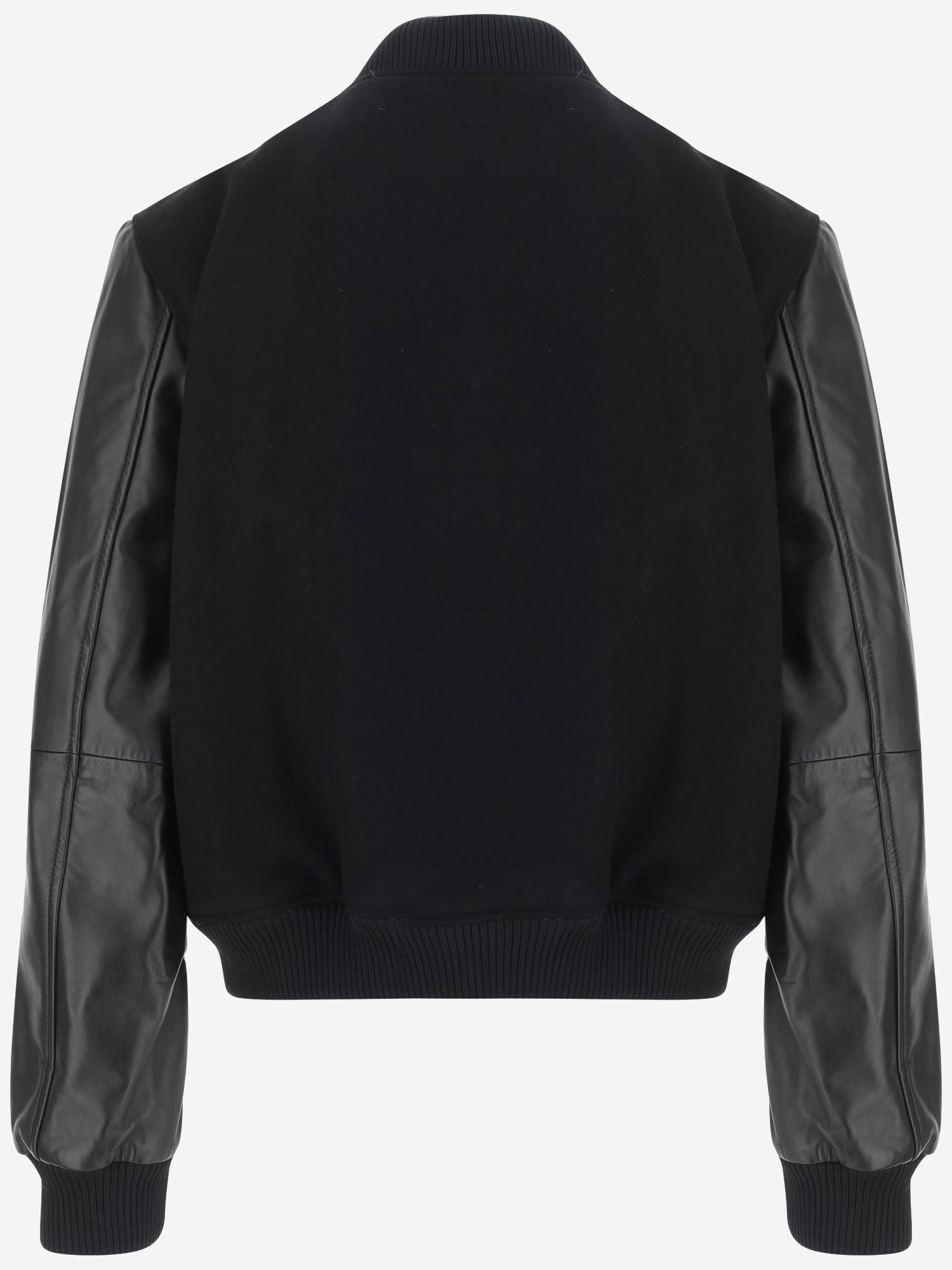 GIUBBOTTO VARSITY IN LANA CON MANICHE IN PELLE 81OAVP11 CP009899 JUST CAVALLI 