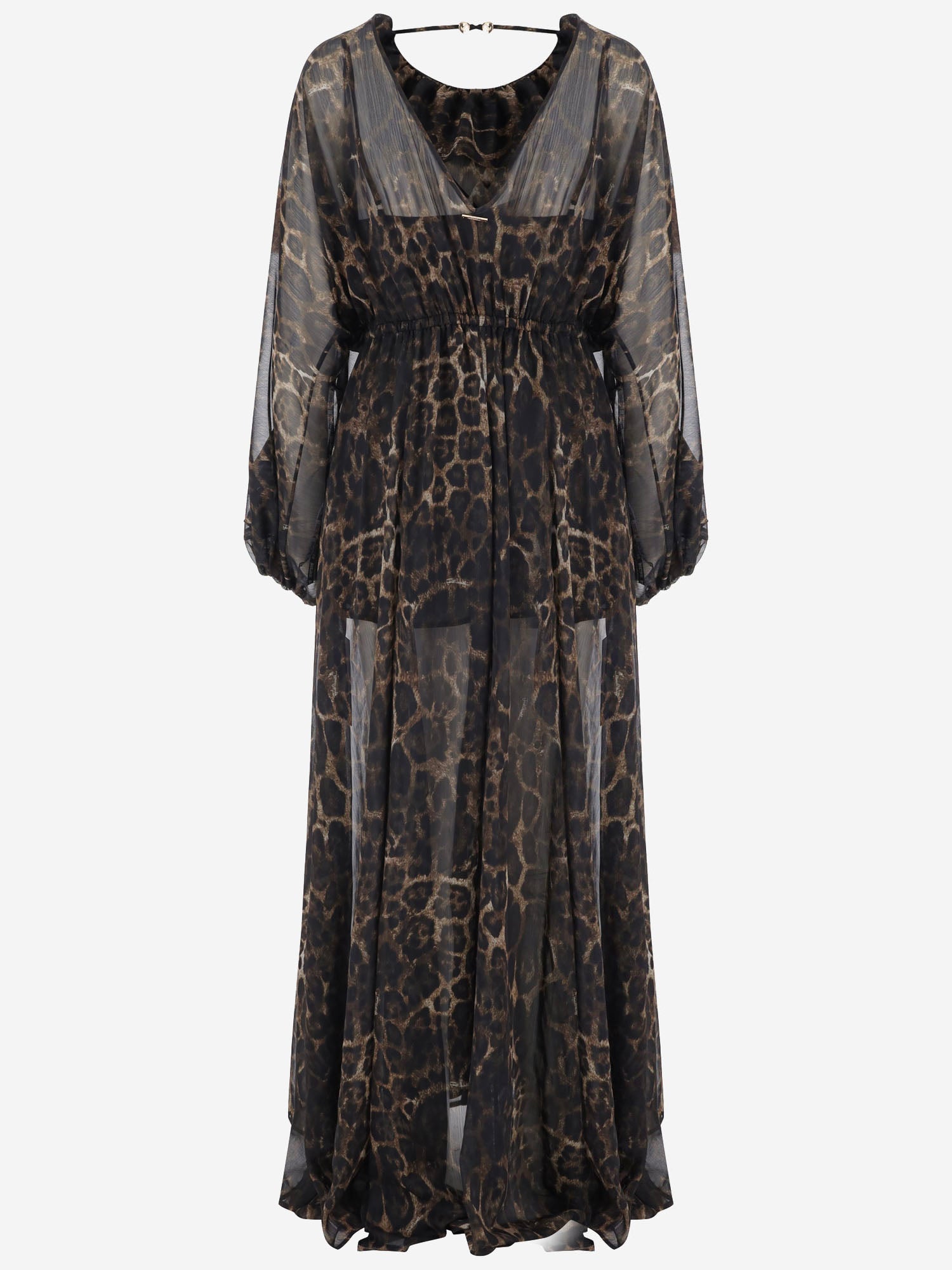 ABITO LUNGO IN NYLON CON MOTIVO ANIMALIER 81PAO930 NS863768 JUST CAVALLI 