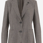 GIACCA IN LANA E COTONE CON MOTIVO A QUADRI IMRP55589 500CE LARDINI 