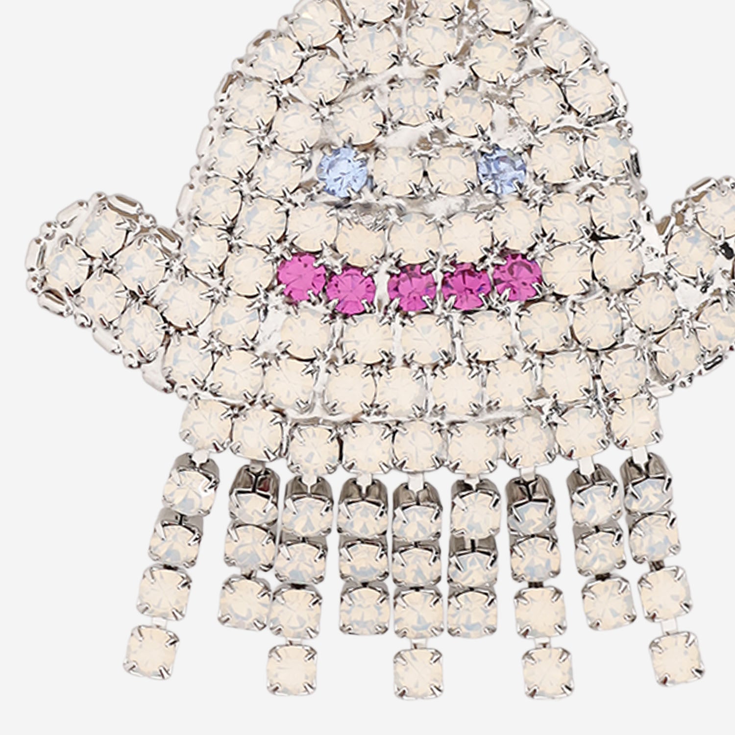 SPILLA IN OTTONE CON CRISTALLI A FORMA DI FANTASMA BROOFANTASMA BIANCO LISA C 