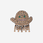 SPILLA IN OTTONE CON CRISTALLI A FORMA DI FANTASMA BROOFANTASMA BROWN LISA C 