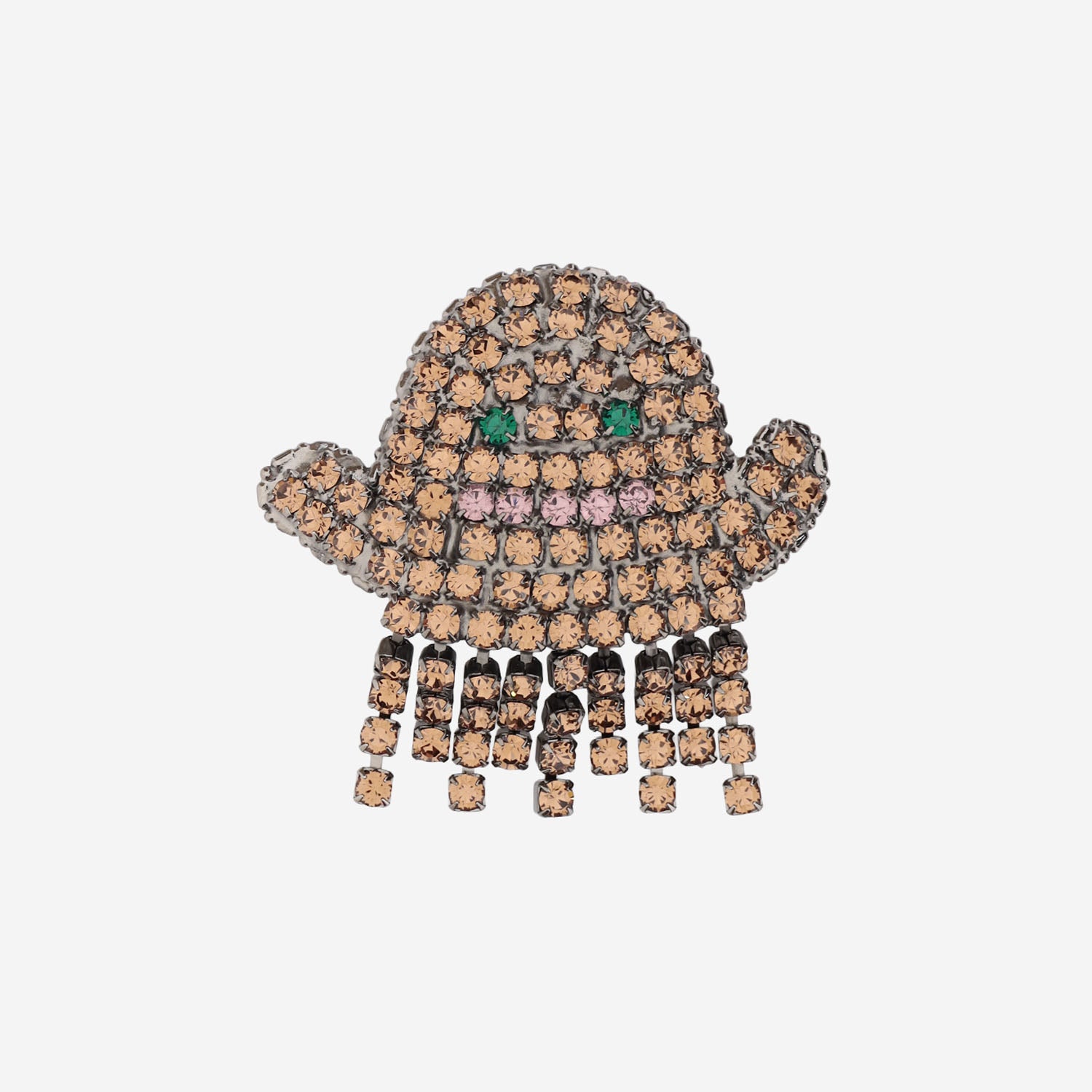SPILLA IN OTTONE CON CRISTALLI A FORMA DI FANTASMA BROOFANTASMA BROWN LISA C 