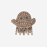 SPILLA IN OTTONE CON CRISTALLI A FORMA DI FANTASMA BROOFANTASMA BROWN LISA C 