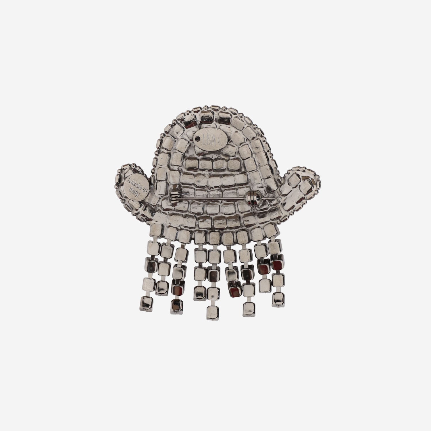 SPILLA IN OTTONE CON CRISTALLI A FORMA DI FANTASMA BROOFANTASMA BROWN LISA C 