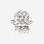 SPILLA IN OTTONE CON CRISTALLI A FORMA DI FANTASMA BROOFANTASMAPICCOLO BIANCO LISA C 