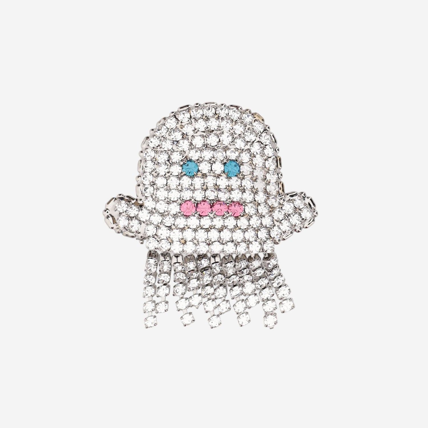 SPILLA IN OTTONE CON CRISTALLI A FORMA DI FANTASMA BROOFANTASMAPICCOLO BIANCO LISA C 