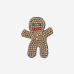 SPILLA IN OTTONE CON CRISTALLI A FORMA DI OMINO DI ZENZERO BROO ZENZERO LISA C 