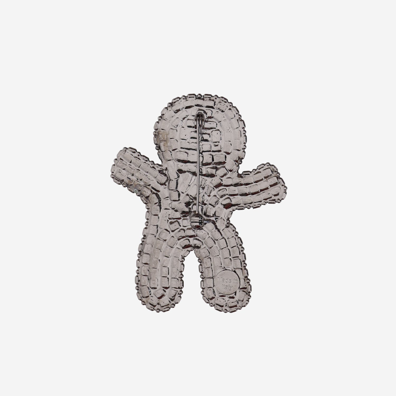 SPILLA IN OTTONE CON CRISTALLI A FORMA DI OMINO DI ZENZERO BROO ZENZERO LISA C 