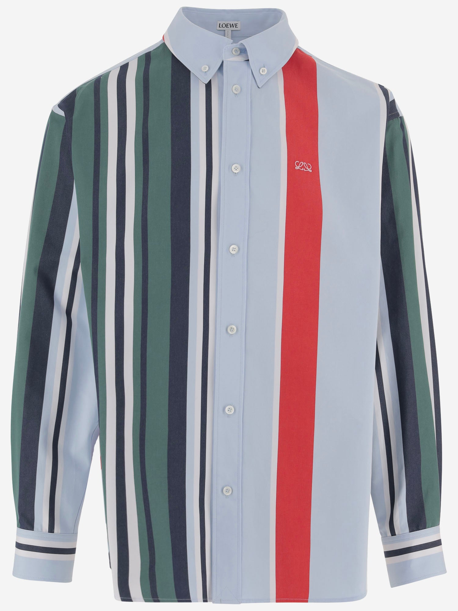 CAMICIA IN COTONE CON MOTIVO A RIGHE H526Y05WHN 4985 LOEWE 