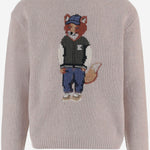Maglione in lana con logo MRMKJ02KT1241 0548 MAISON KITSUNE 