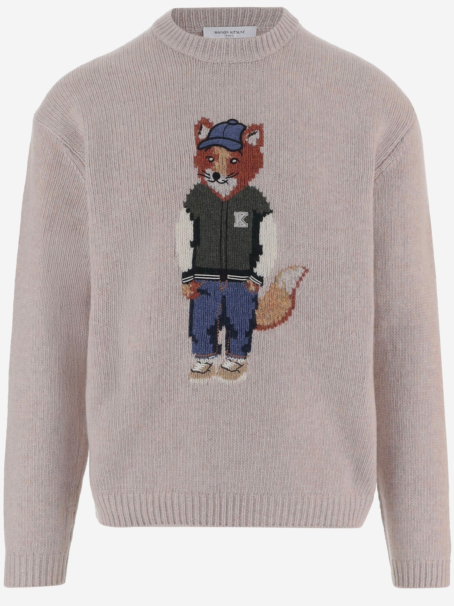 Maglione in lana con logo MRMKJ02KT1241 0548 MAISON KITSUNE 