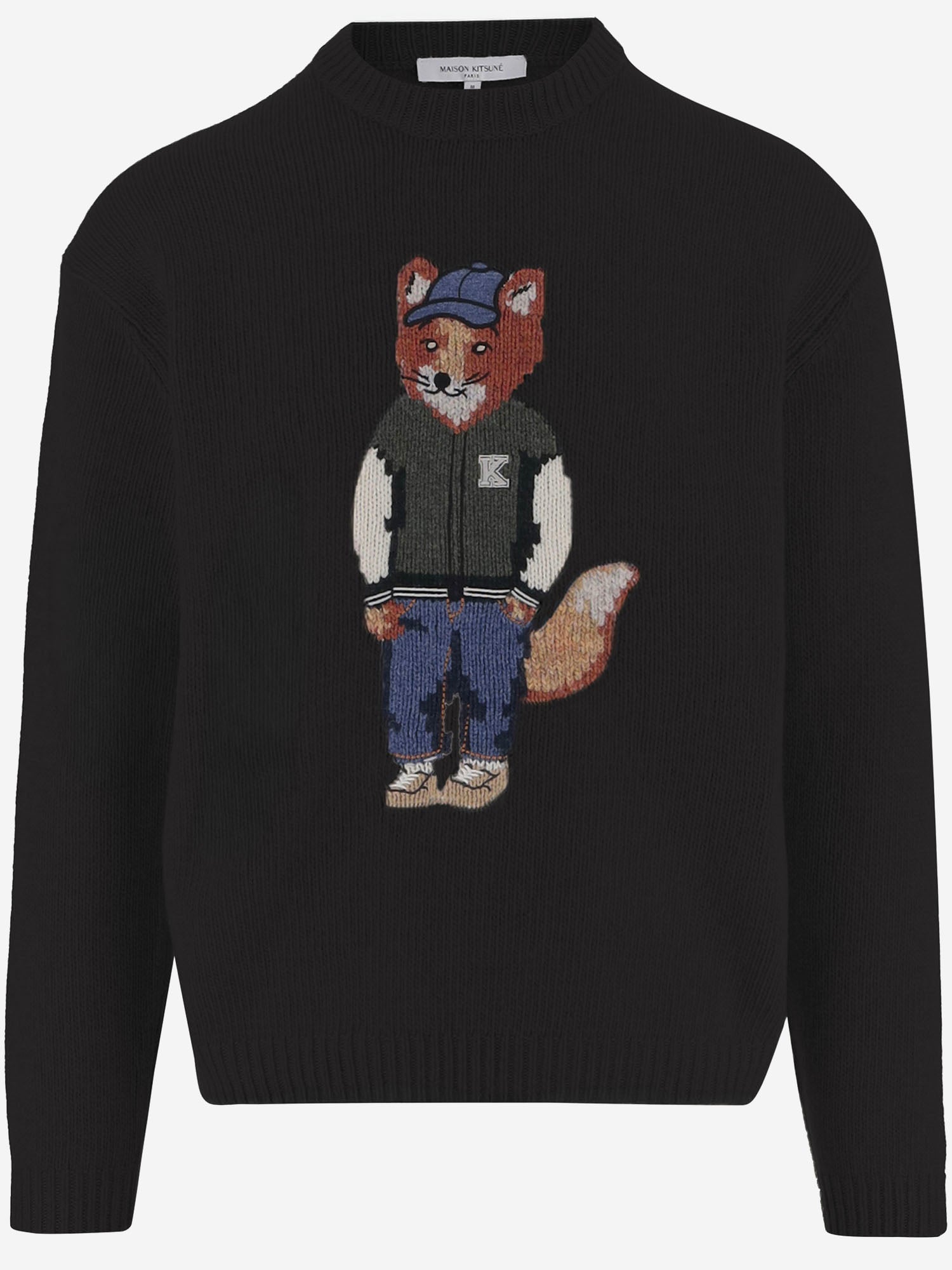 Maglione in lana con logo MRMKJ02KT1241 0553 MAISON KITSUNE 