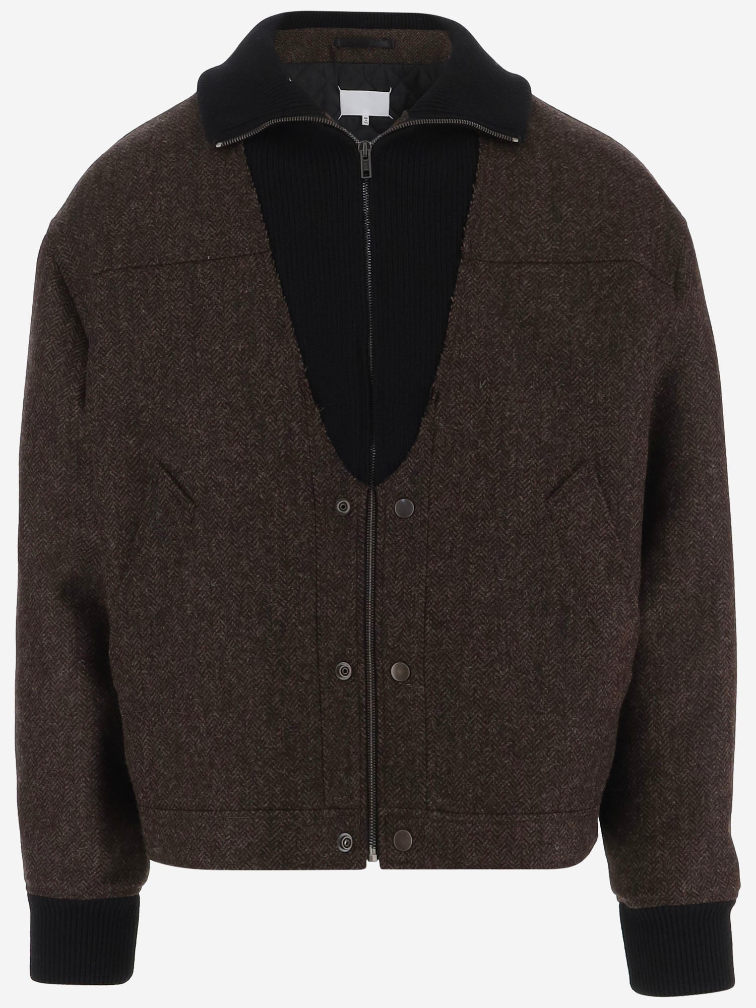 GIACCA IN LANA CON ZIP MOTIVO SPIGATO S67AM0122 S54246003F MAISON MARGIELA 