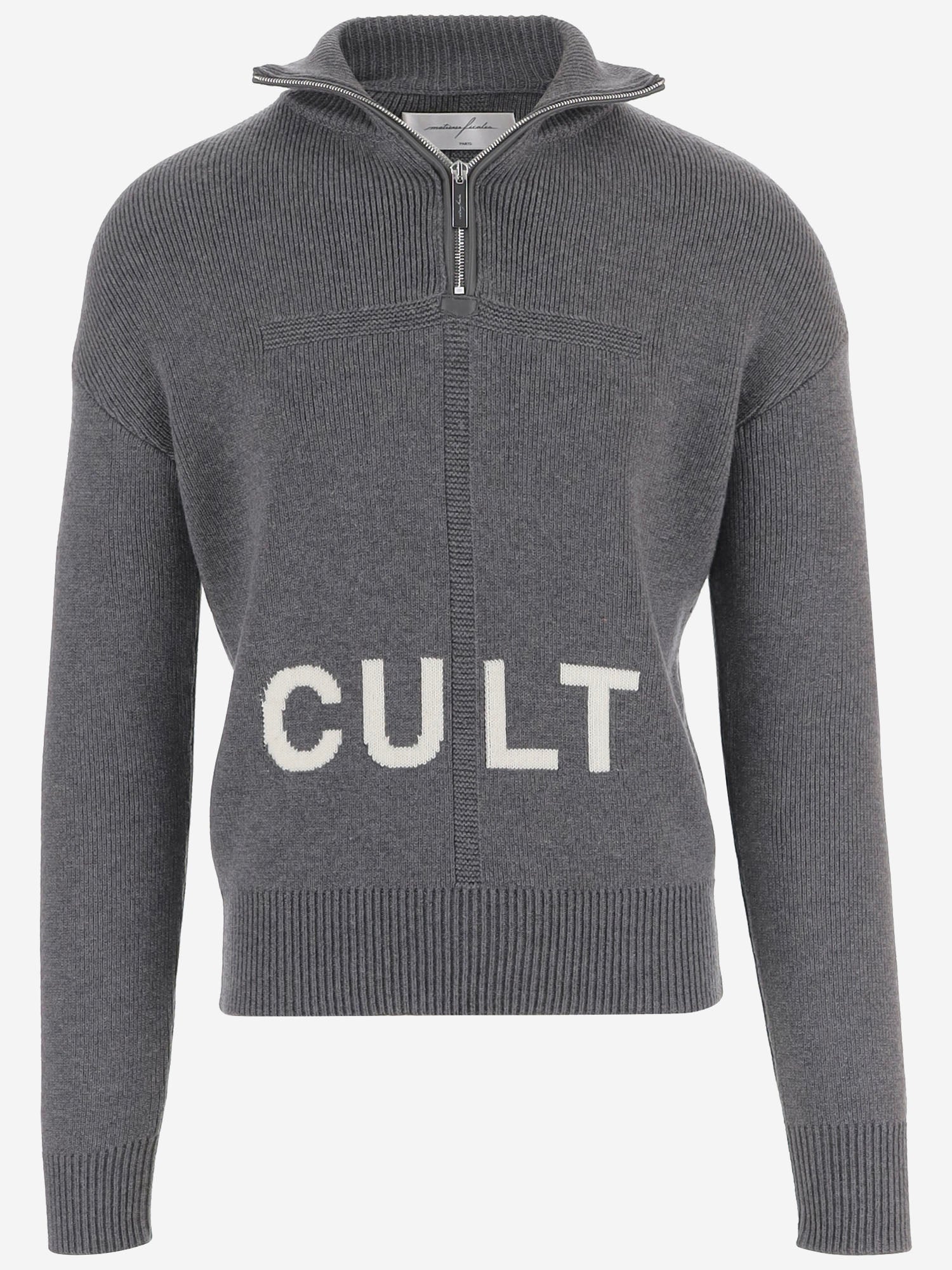 MAGLIA IN LANA CON ZIP E STAMPA MAT03N001 1 MATIERES FECALES 