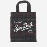 BORSA SHOPPER IN MISTO LANA A TARTAN CON LOGO ESSM006 00468M MC2 SAINT BARTH 