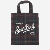 BORSA SHOPPER IN MISTO LANA A TARTAN CON LOGO ESSM006 00468M MC2 SAINT BARTH 